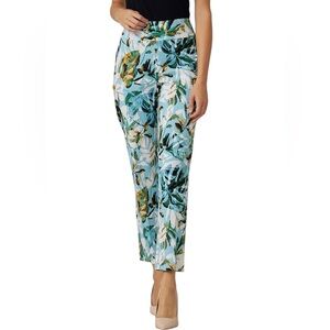 Joseph Ribkoff Tropical Pants 10 Stretch Pull On Coastal Resort Cruise Feminine